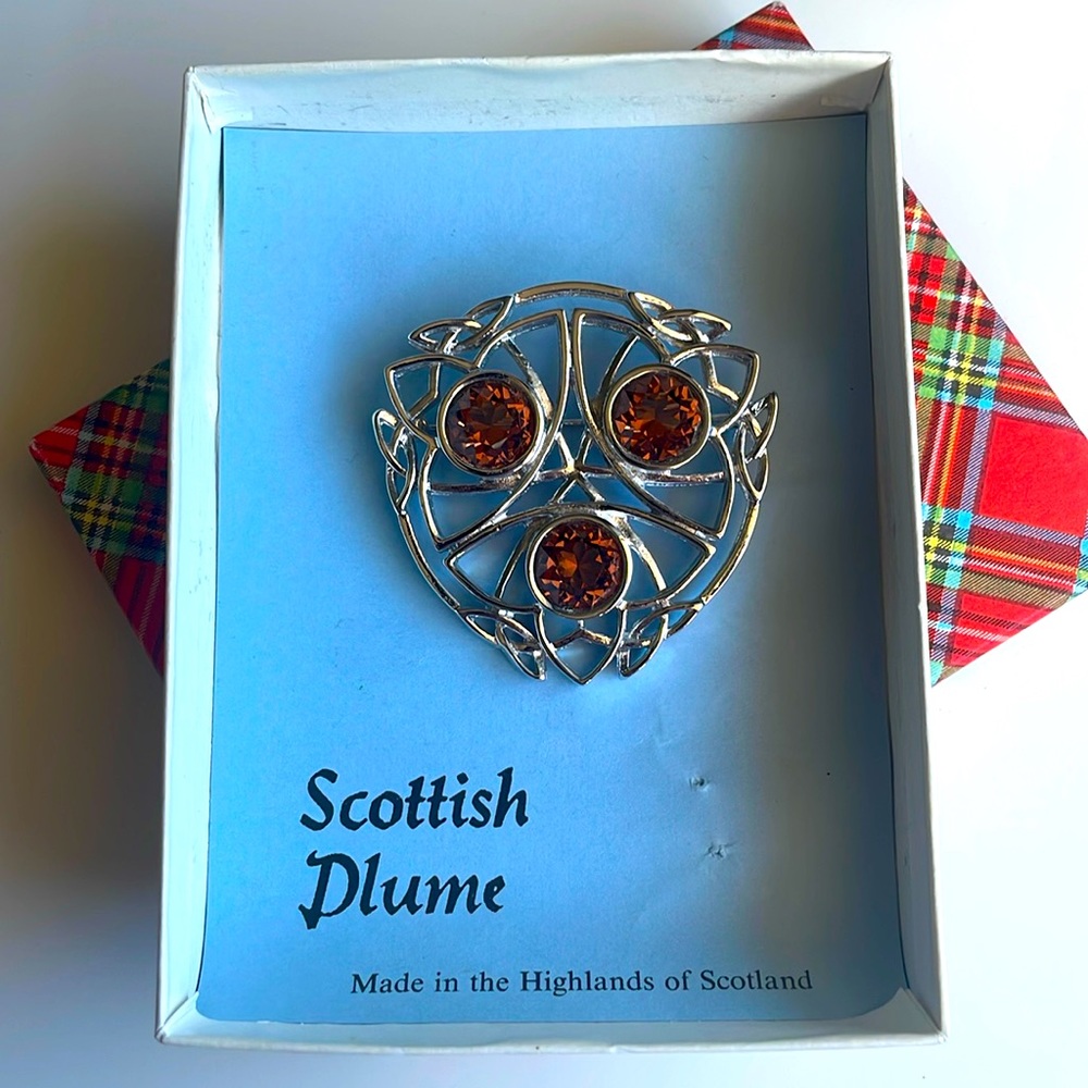Scottish silver with Amber stones, brooch, or kilt pin.